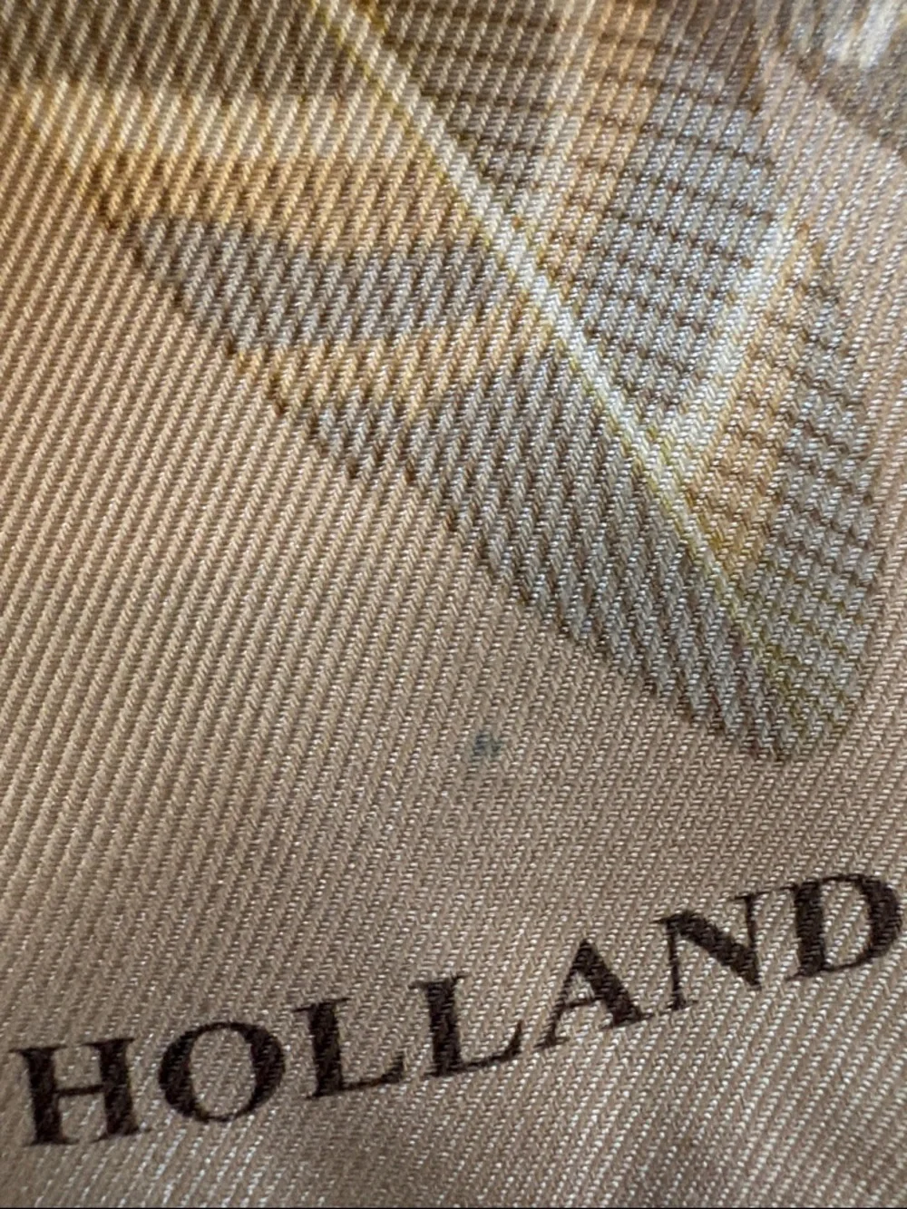 Vintage Holland & Holland Beige Feather Print Silk Scarf